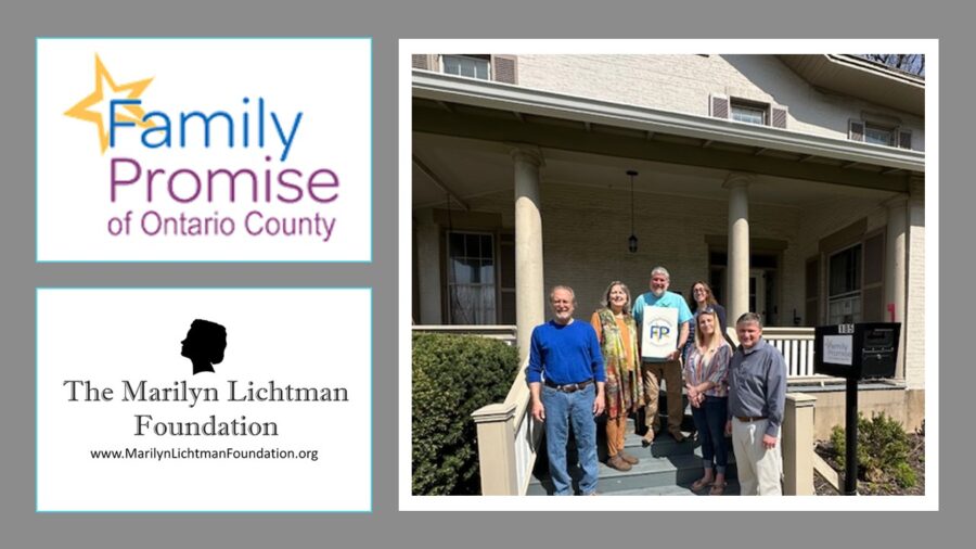 an image of 5 people and text that says 'Family Promise of Ontario County The Marilyn Lichtman Foundation www.MariynLichtmanFoundation.org