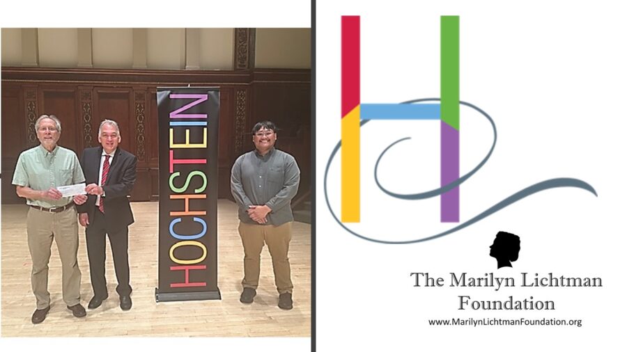 Image of 3 people, logo and text H Hochstein; The Marilyn Lichtman Foundation www.MarlynLichtmanFoundation.org