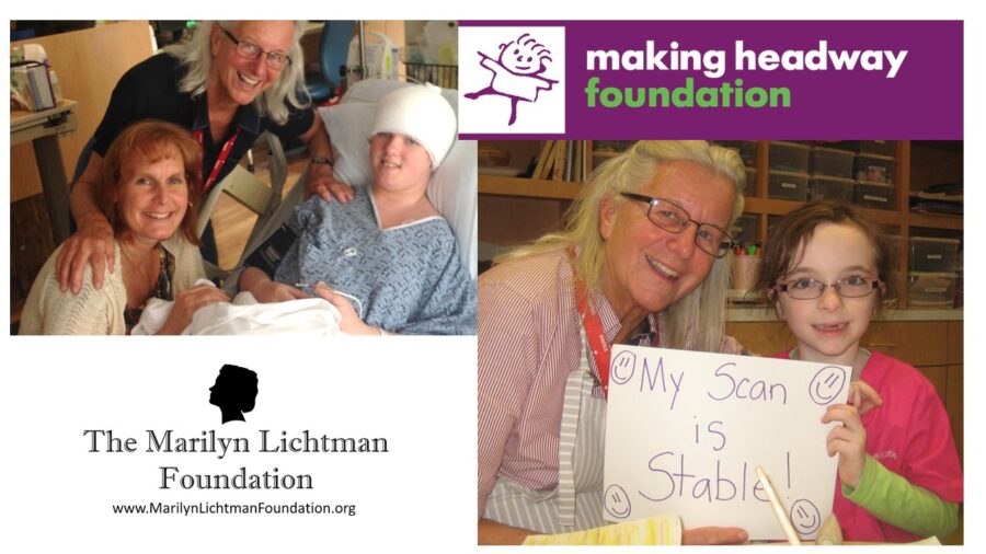 Image of people and children; logo and text making headway foundation; The Marilyn Lichtman Foundation