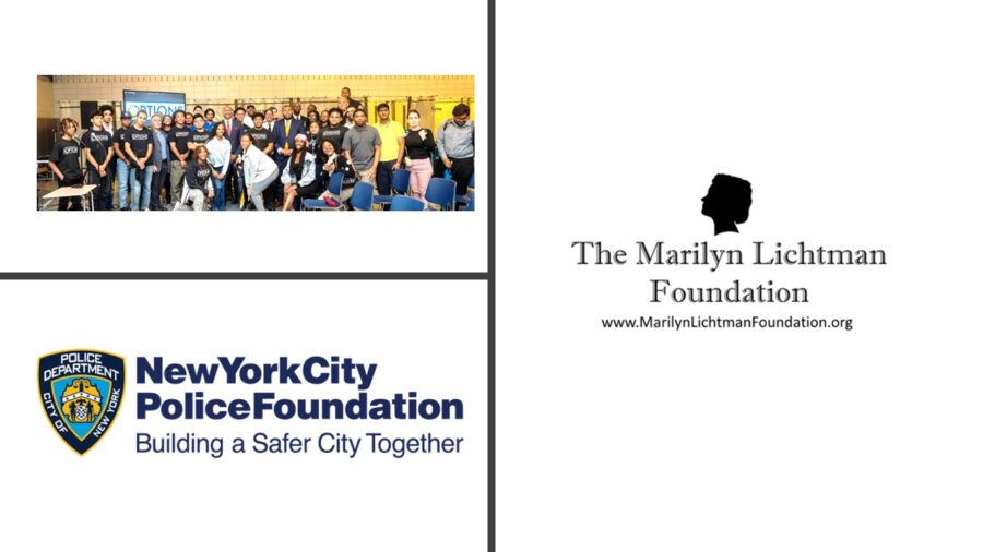 Image of people, logo and text The Marilyn Lichtman Foundation www.MarilynLichtmanFoundation.org; newyorkcitypolicefoundation Building a Safer City Together.