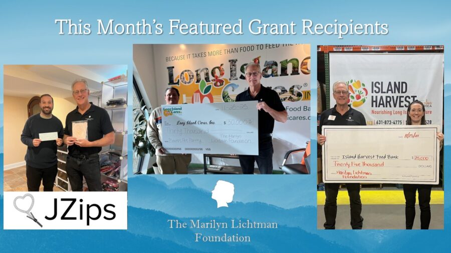 Image of several people logo and text November Featured Grant Recipients, logo Marilyn Lichtman Foundation
