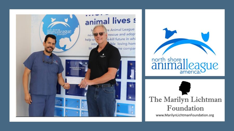 an image of 2 people, logo and text Animal League America, The Marilyn Lichtman Foundation www.MarilynichtmanFoundation.org'