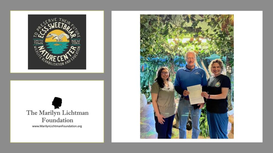 an image of 3 people, logo and text The Marilyn Lichtman Foundation www.marilynlichtmanfoundation.org; ECSS Sweetbriar Nature Center To preserve their future Wildlife preservation and education